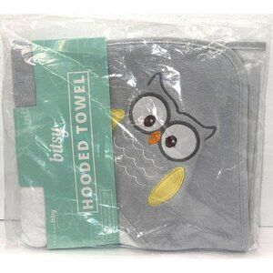 Bitsy Hooded Towel Gray Owl Design Baby Toddler Bath Swim Beach Pool Essential